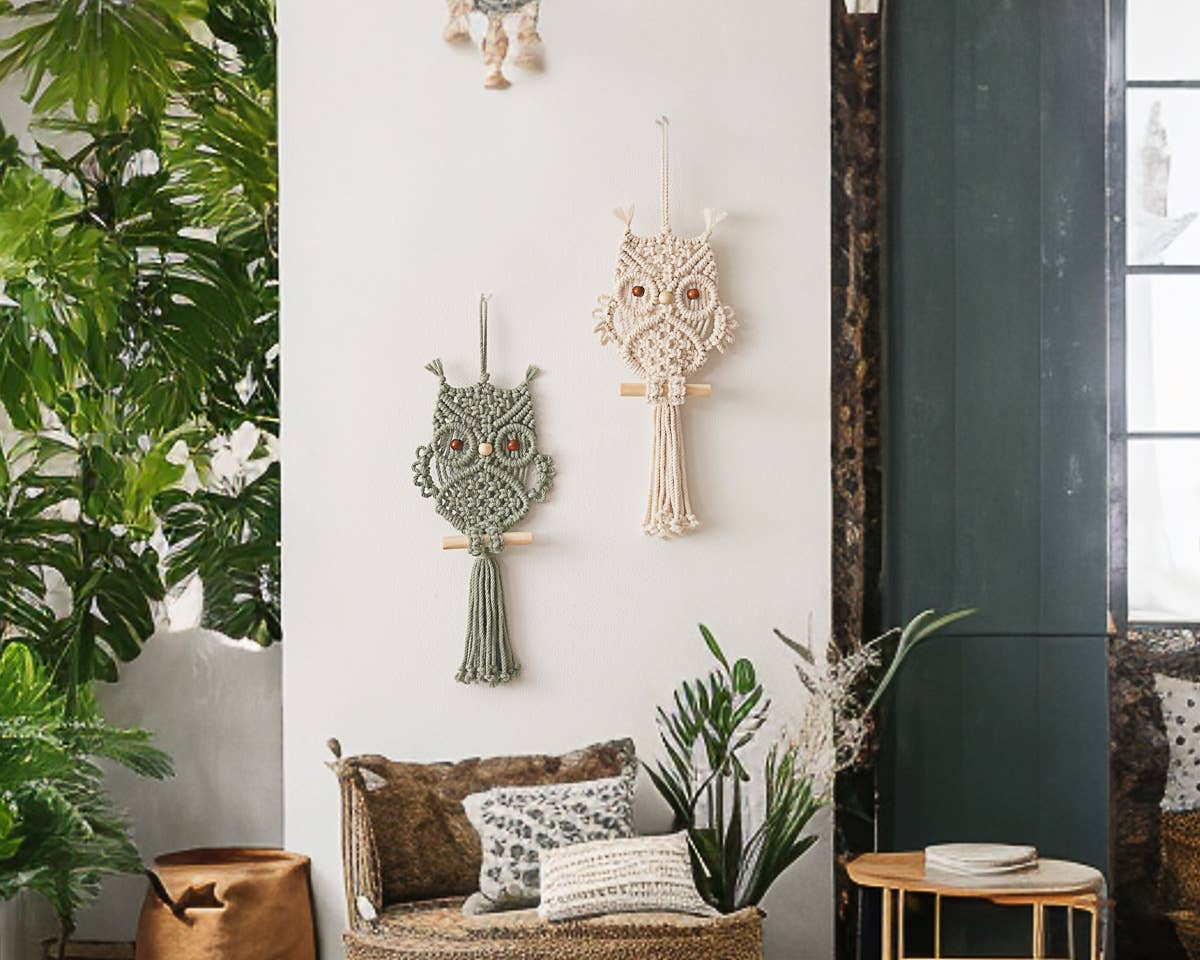 BeanDaikon – wholesale Väggdekor - Barn och baby – Macrame Uggla Vägghängande W7314