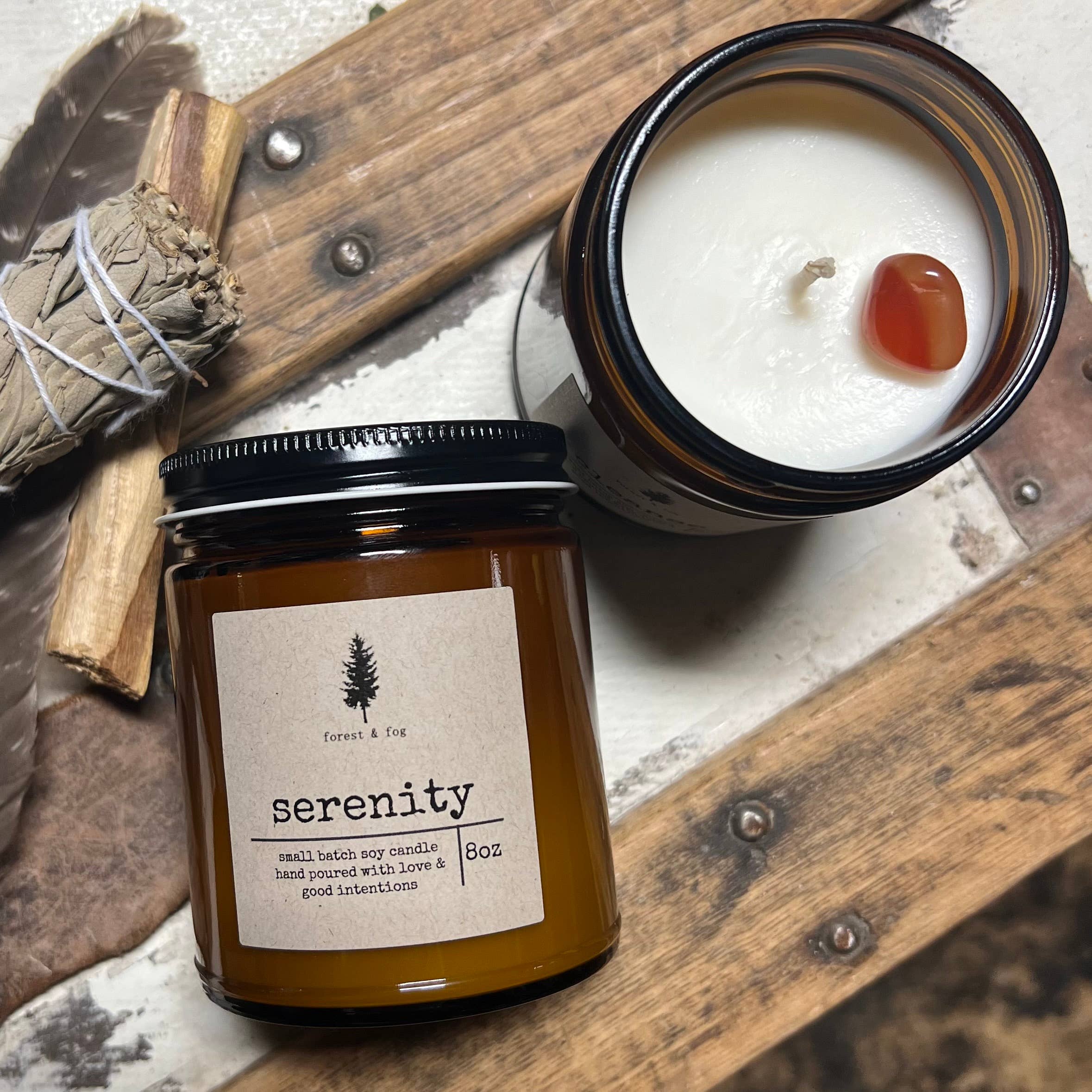 forest & fog - Wholesale Jar/Filled Candle - 8oz Hand Poured Soy Small Batch Candle-Serenity0