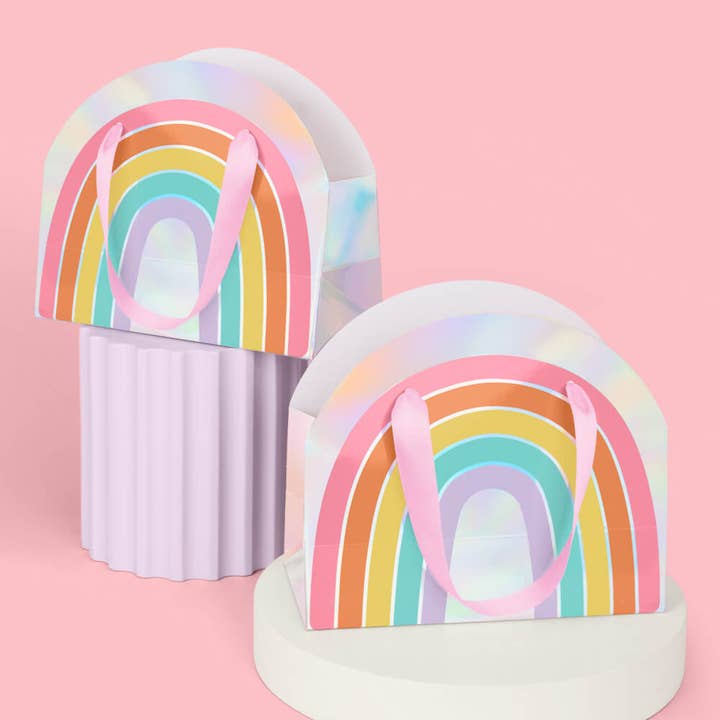 xo, Fetti - Wholesale Gift Bag Set/Pack - Rainbow Gift Bags - 10 iridescent + rainbow bags5