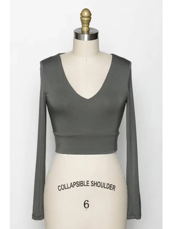 Final Touch - Venta al por mayor Jersey corto de punto - Mujer - Top Corto de Doble Capa con Escote en V - T3016218