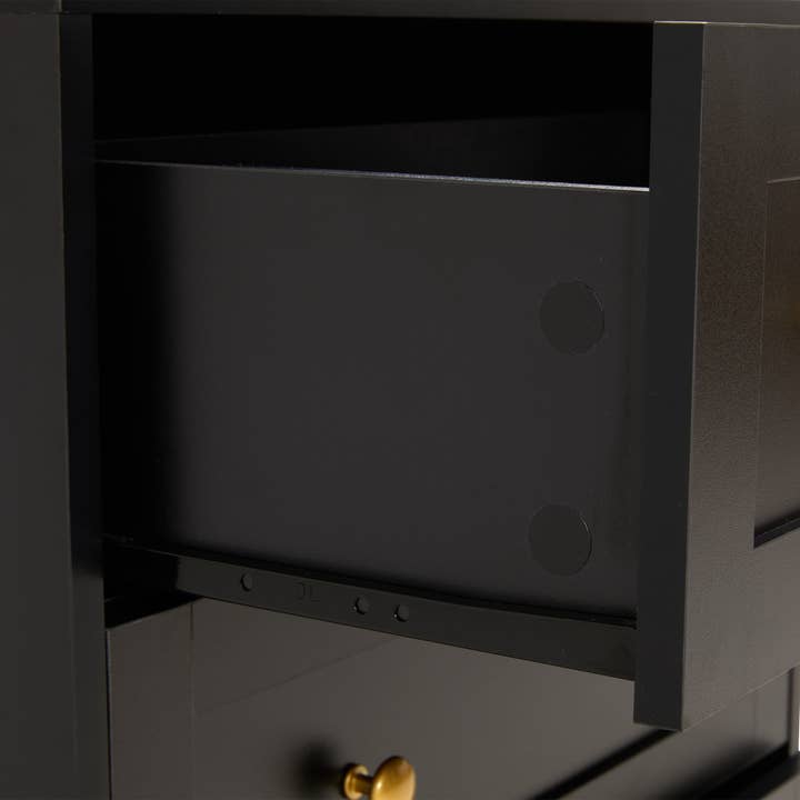 Heynemo - Vente Armoire - Table de chevet à 3 tiroirs, grande table de chevet avec rond doré9