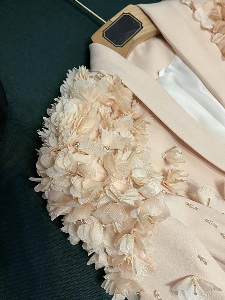 Color as pictures SY382 Diamond Slim Fit Long Dress with Floral Shoulders for wholesale on Faire5