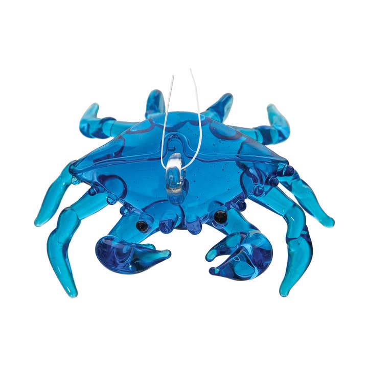 Christmas Blue Crab Glass Ornament for wholesale by C&F Home