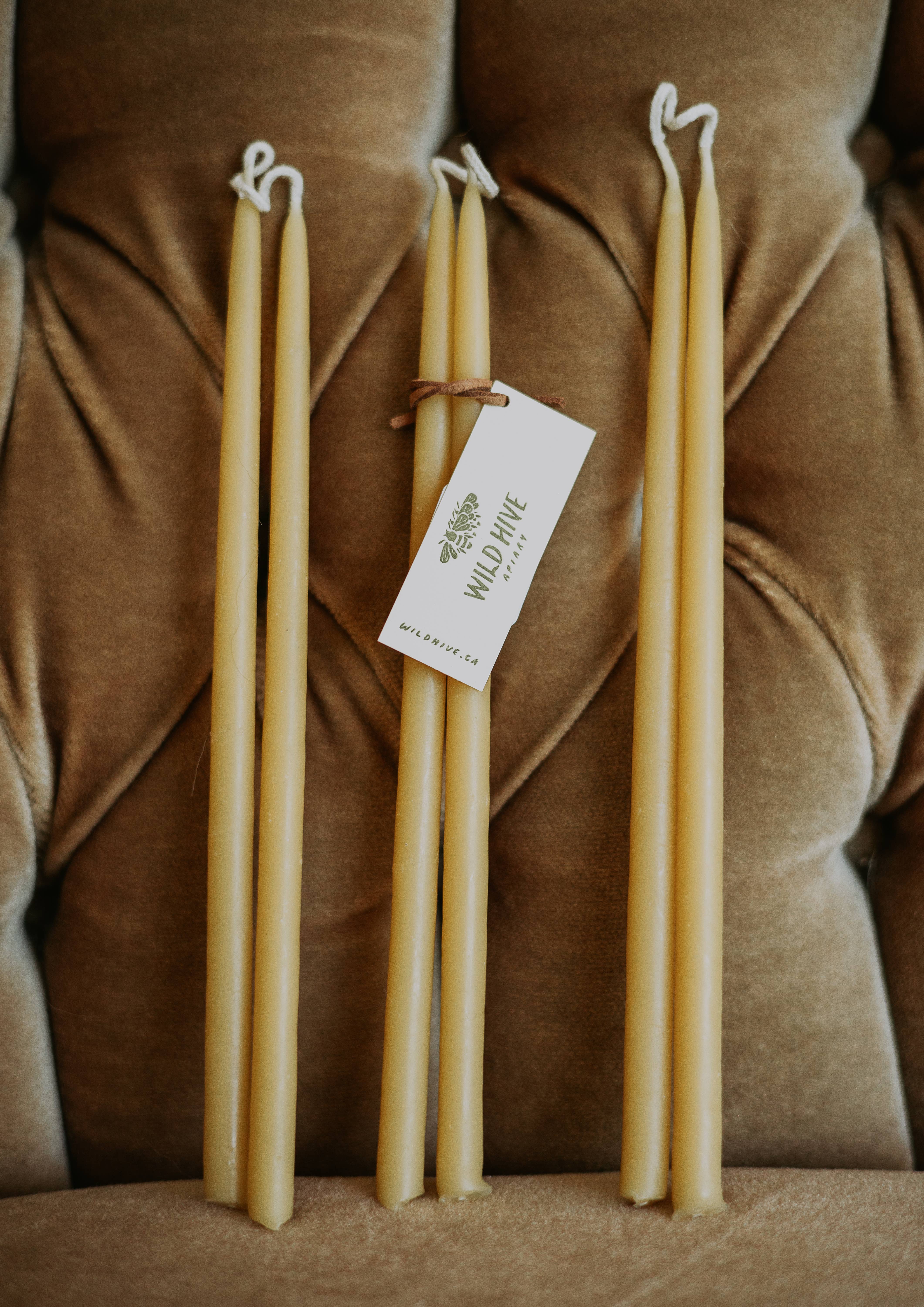 Wild Hive Apiary – wholesale Tapered candle/candlestick – Skinny Beeswax Tapers – Set of 3 Pairs (6 Candles Total)2