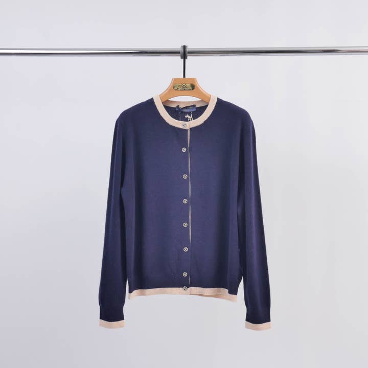 Cecile Wang - Wholesale Cardigan - Women's - Fine wool cardigan with contrasting edges – HYL18672