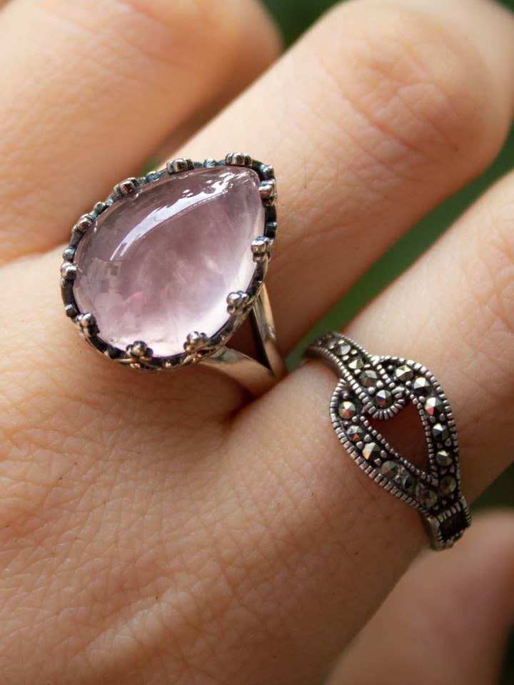 Rose Quartz Ring, October Birthstone, AR-6838 for wholesale by Ambra Jewels