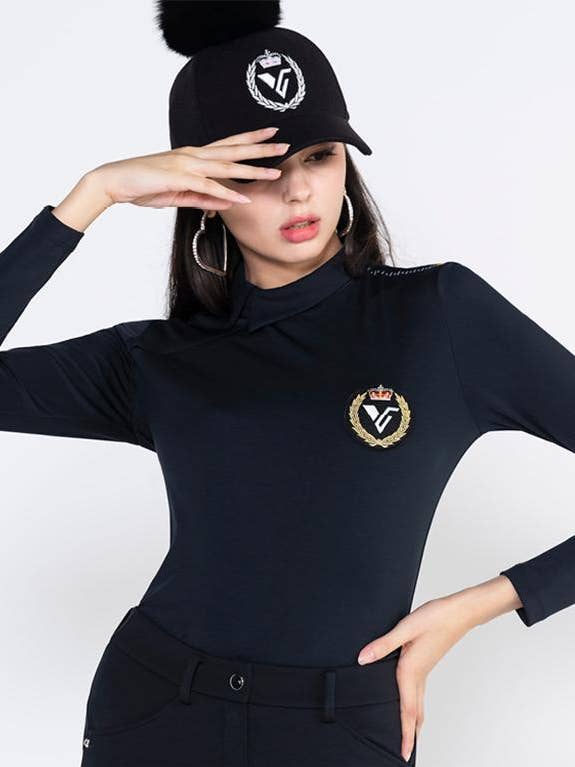 Manches Longues Col Déséquilibré Femme - Noir pour la vente par Nevermindall Golf