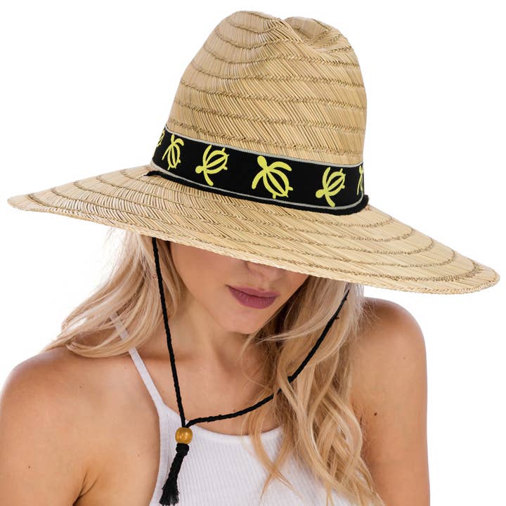 Cap Zone - Wholesale Straw Hat - Women's - Turtle Band Wide Rush Straw Lifeguard Hat