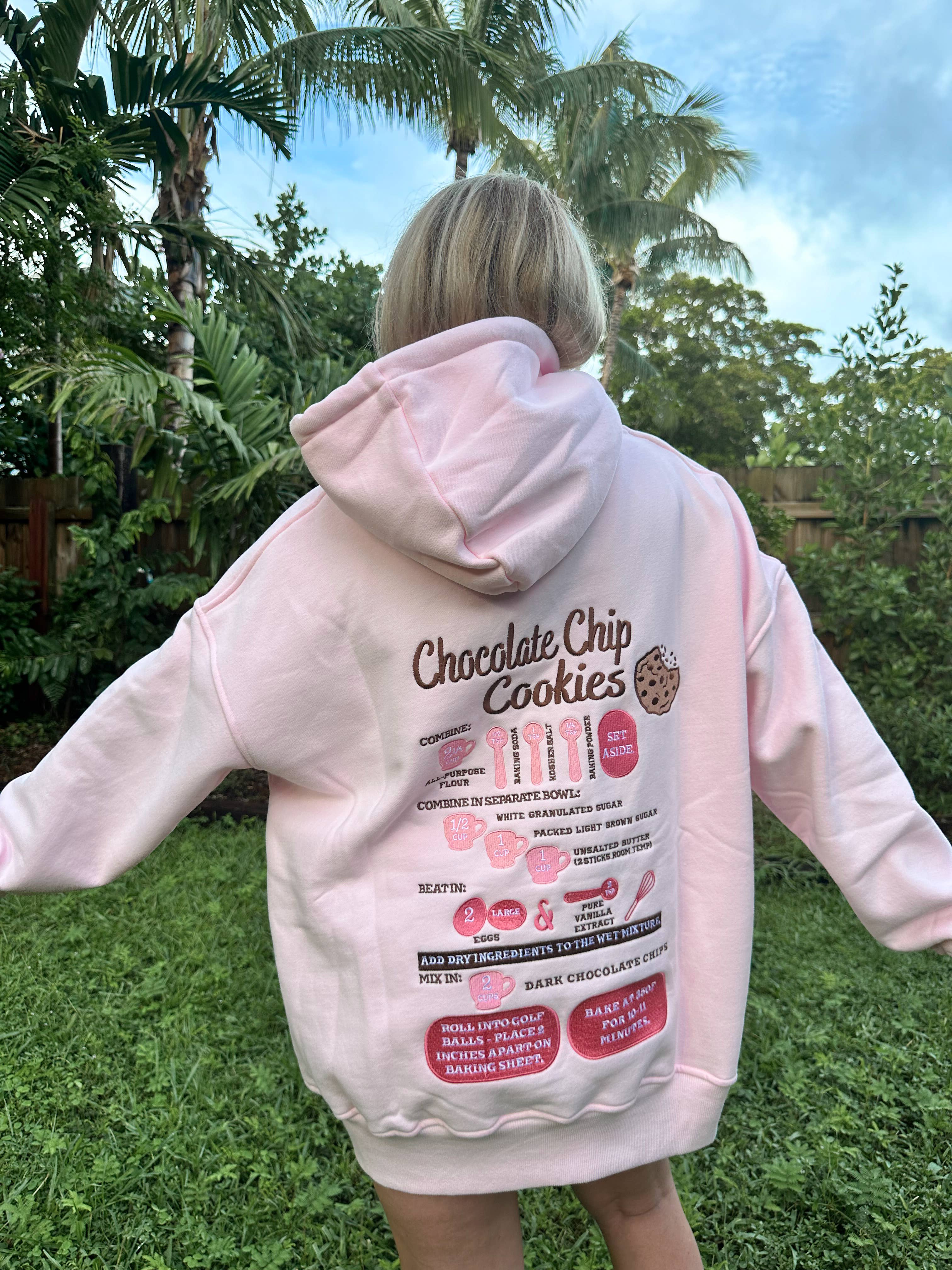 Light Pink Chocolate Chip Cookie Recipe Embroider Hoodie for wholesale on Faire2