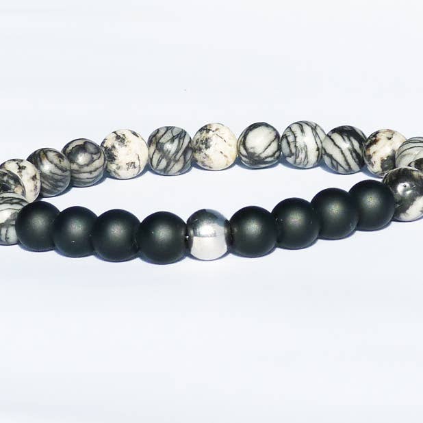 Brazalete de seda negra natural poderoso para venta al por mayor de Beau Accessoires