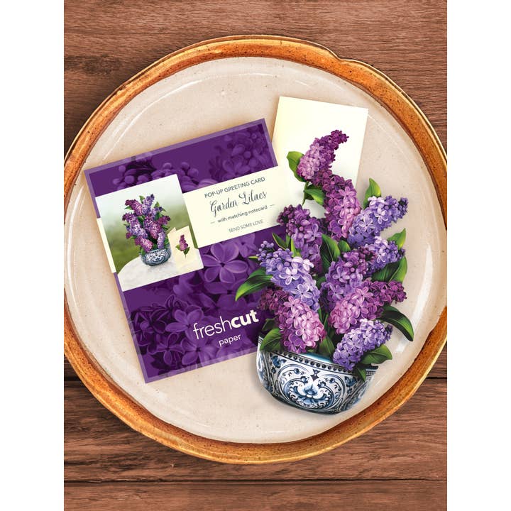 FreshCut Paper LLC - Wholesale Everyday Greeting Card - Mini Garden Lilacs (10 Pop-up Greeting Cards)3