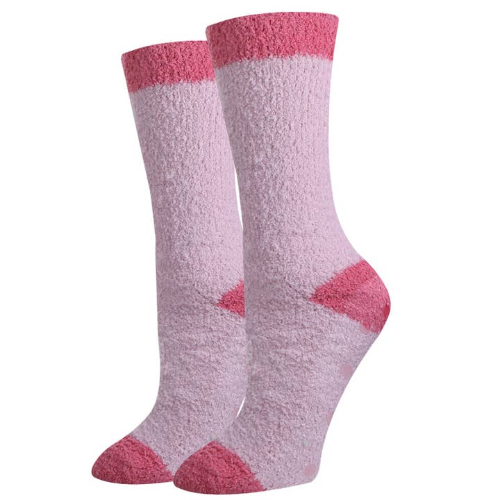 Rose Contrast Fuzzy Socks for wholesale by Sock Harbor / Bigfoot Sock Co.