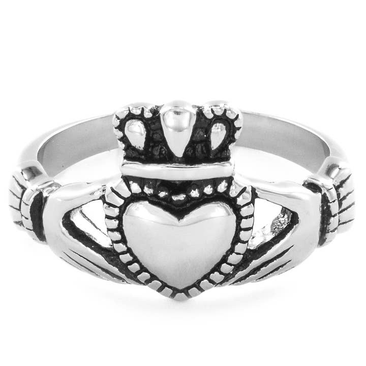 West Coast Jewelry – Großhandel Band/Stapelring – Polierter irischer Claddagh-Ring - Größe 6