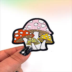 Super Mushroom Embroidered IRON ON PATCH - FREAKY SHOP WORLD – Freaky Shop  World USA - iron on Patches and Pins