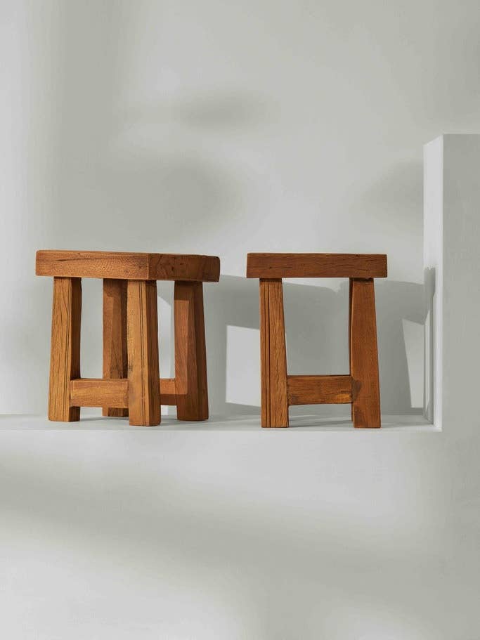 Vintage Square Top Mini Stool for wholesale by Tree Stripes