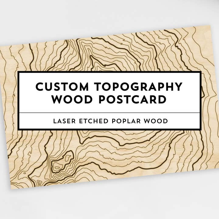 Postal de madera con topografía personalizada para venta al por mayor de SML | Simple Modern Living