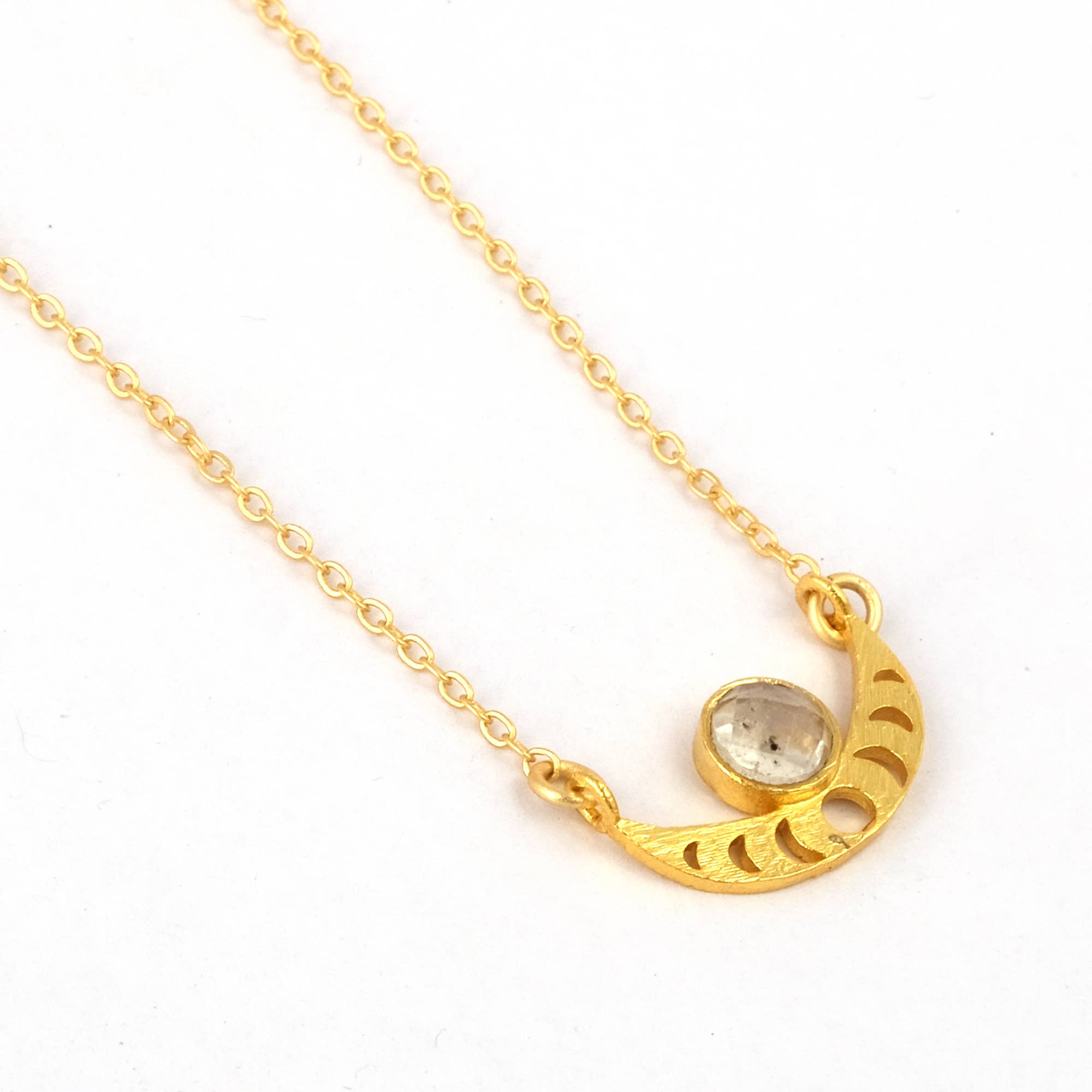El Joyero – wholesale Pendant/charm necklace – Opalite Designer Gold Plated Lunar Moon Chain Necklace2