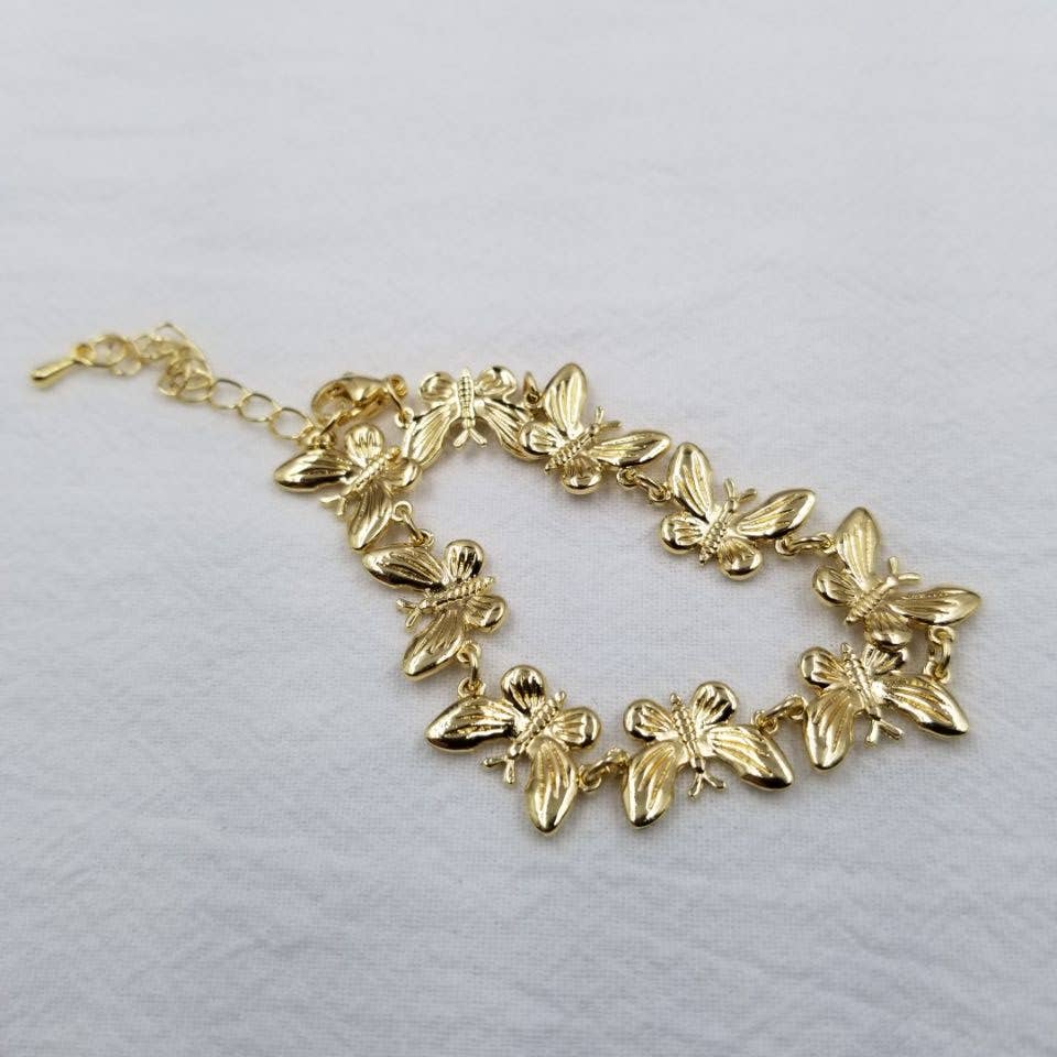 ENA Jewelry - Vendita all'ingrosso Braccialetto con ciondolo/pendente - Bracciale a catena a farfalla in oro1