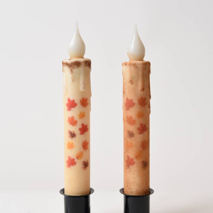 LMS Wholesale – wholesale Flameless candle – Floating Maple Leaves LED Timer Taper Candle0
