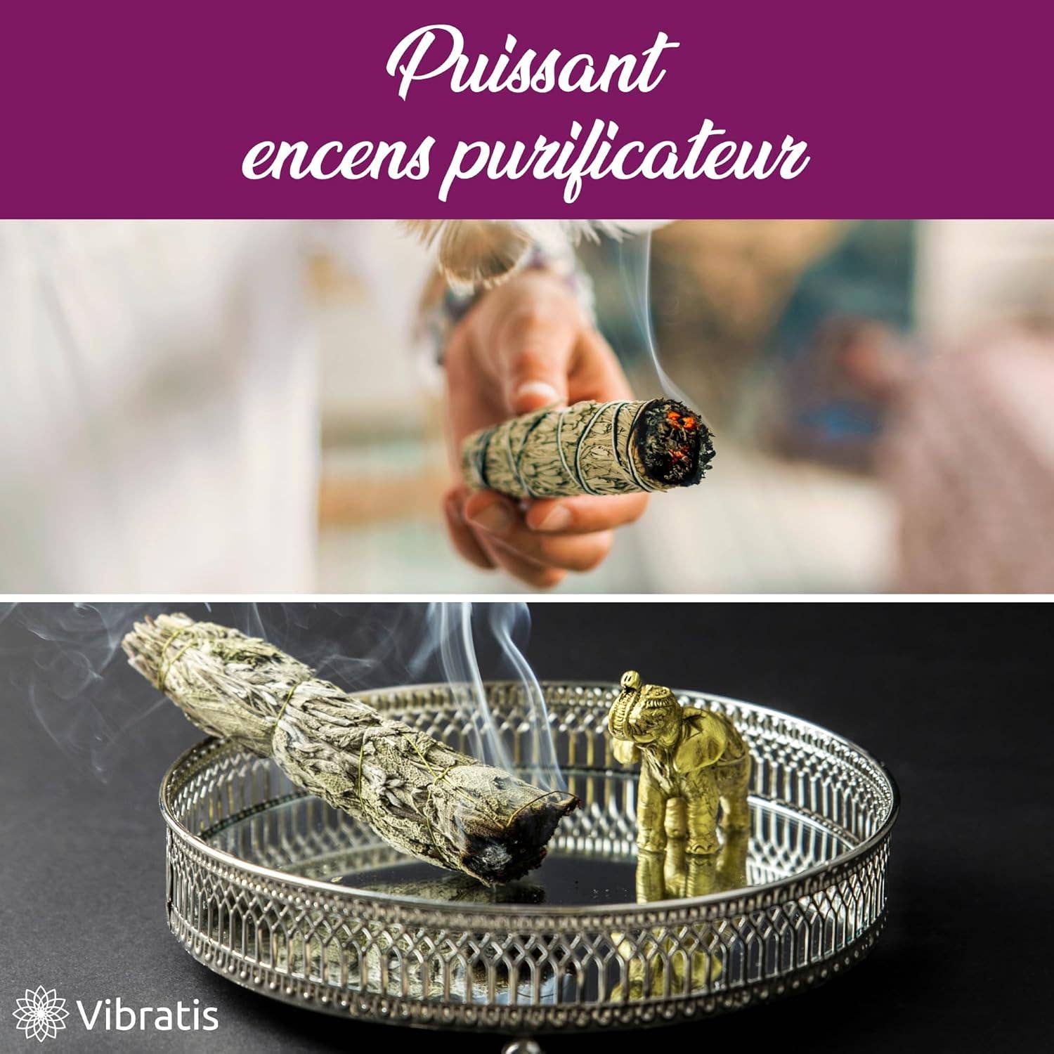 Vibratis - Vendita all'ingrosso Salvia - Bastoncino di Salvia Bianca per Purificazione 16 cm - 1 incense stick5