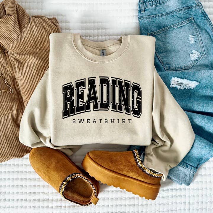 Reading Sweatshirt Reading Lover Graphic Tee Cotton Crewneck for wholesale by The Foxy Golden