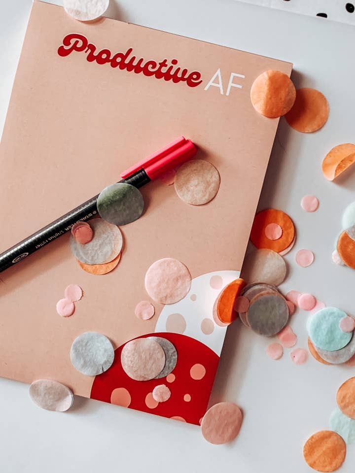 Productive AF A5 pink notepad fun cute office stationery for wholesale by Dottie Wombat