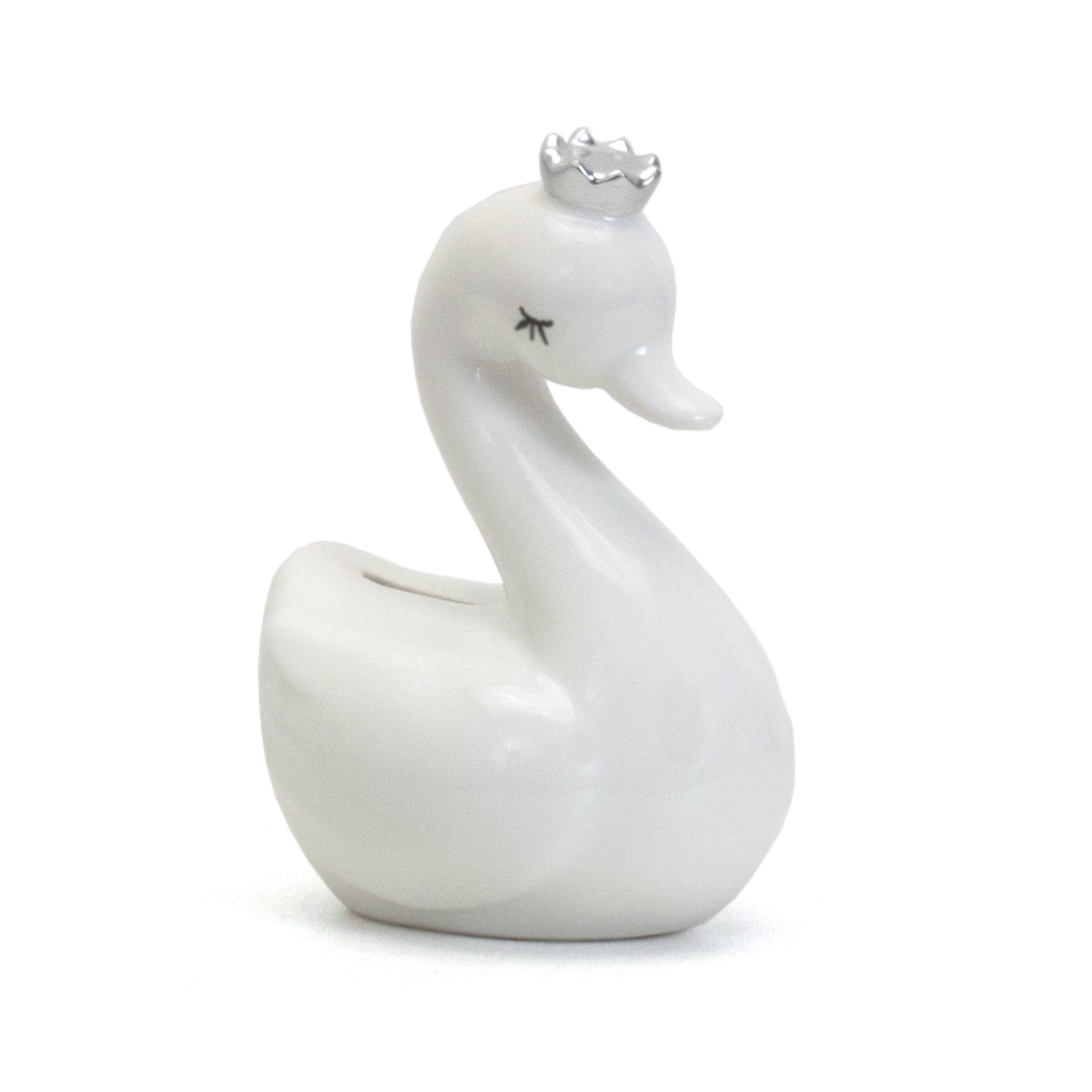Child To Cherish® – wholesale Money/piggy bank – Child & baby – Swan with Silver Crown1
