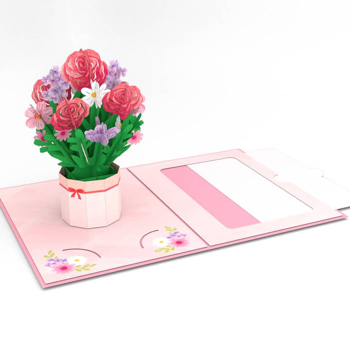 Roses Floral Bouquet Pop-Up Card for wholesale by Blue Bird Cards