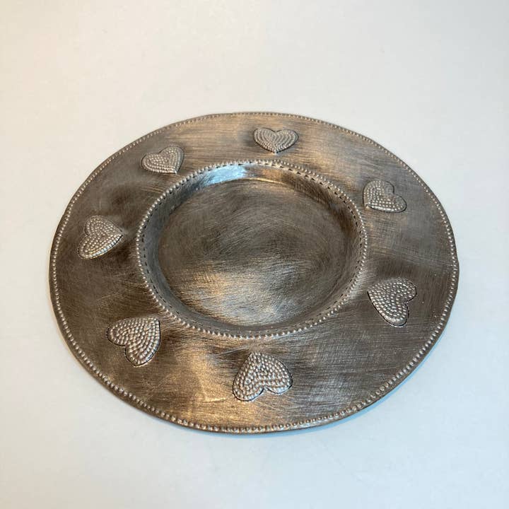 Metal Pillar Candle Plate - Hearts for wholesale by Dandarah (Ships from USA)