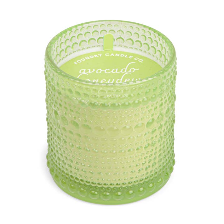 Textured Glass Jar With Dust Cover: Avocado Honeydew for wholesale by Foundry Candle Co