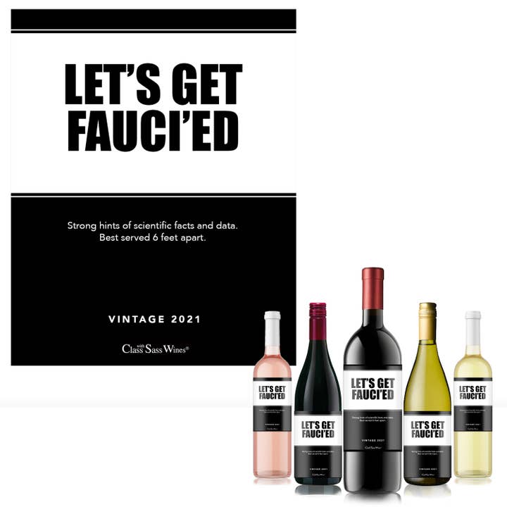 Class With Sass Party Decor - Vendita all'ingrosso Regalo divertente/originale - Etichette divertenti di vino «Let's Get Fauci'ed»!