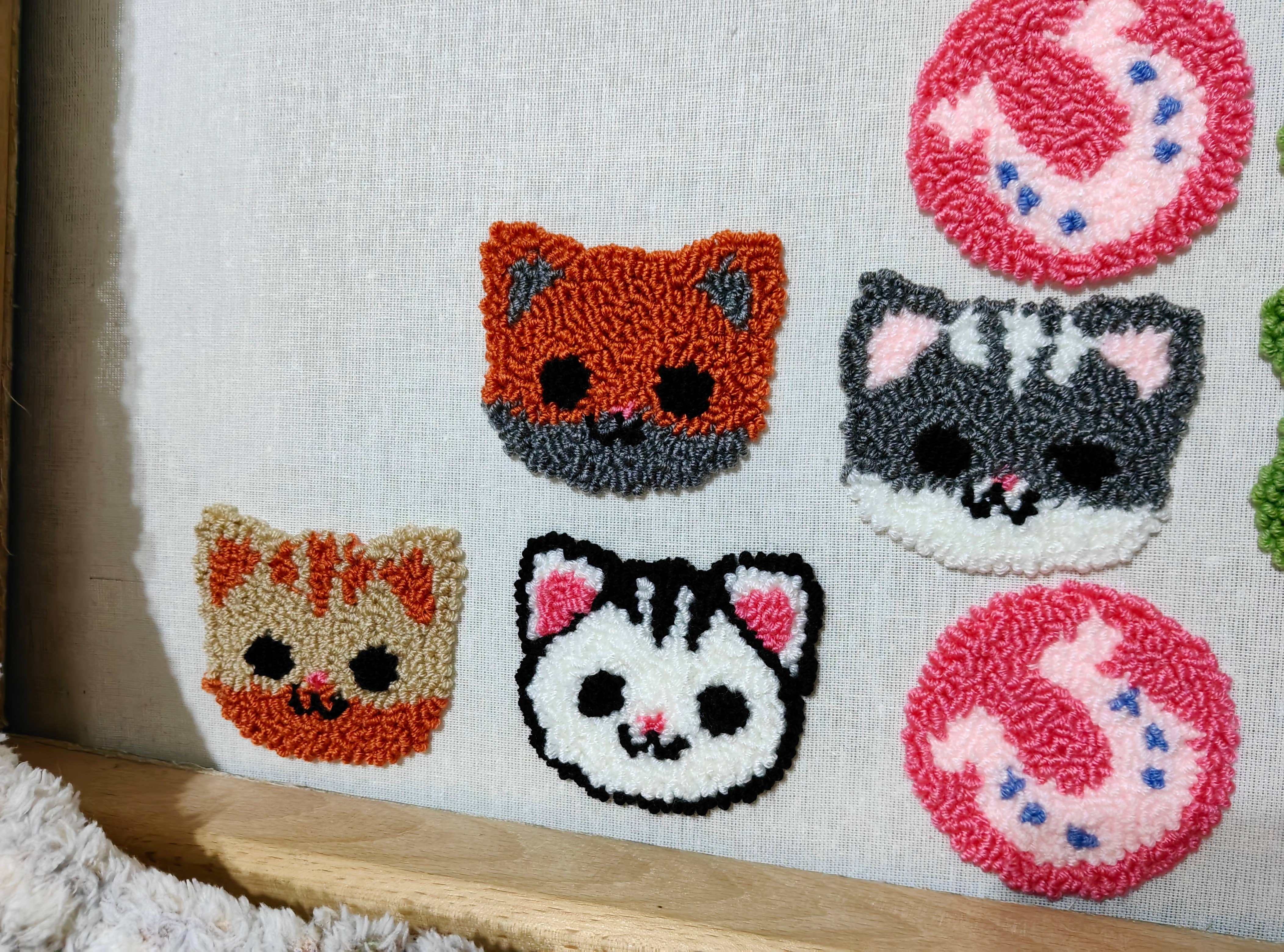 despinacrafting – wholesale Car coaster – women's – Punch Needle Cat Car Coaster3