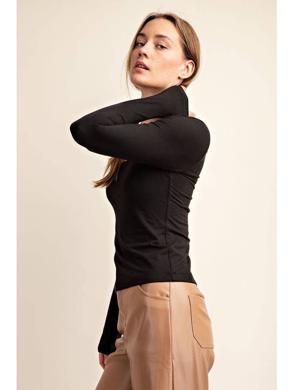 Sunday Morning - Wholesale Knit Top - Women's - T6799PL37 PLUS ROUND NECK LONG SLEEVE RECYCLED BUTTER TOP