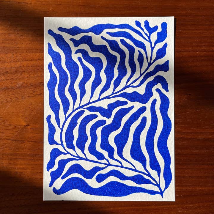 Kelp - A5 Lino Print - Blue for wholesale by GDSM.Prints