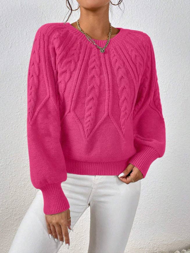 Masyal - Venta al por mayor Jersey de punto - Mujer - jersey de punto de mujer de color sólido con cuello redondo1
