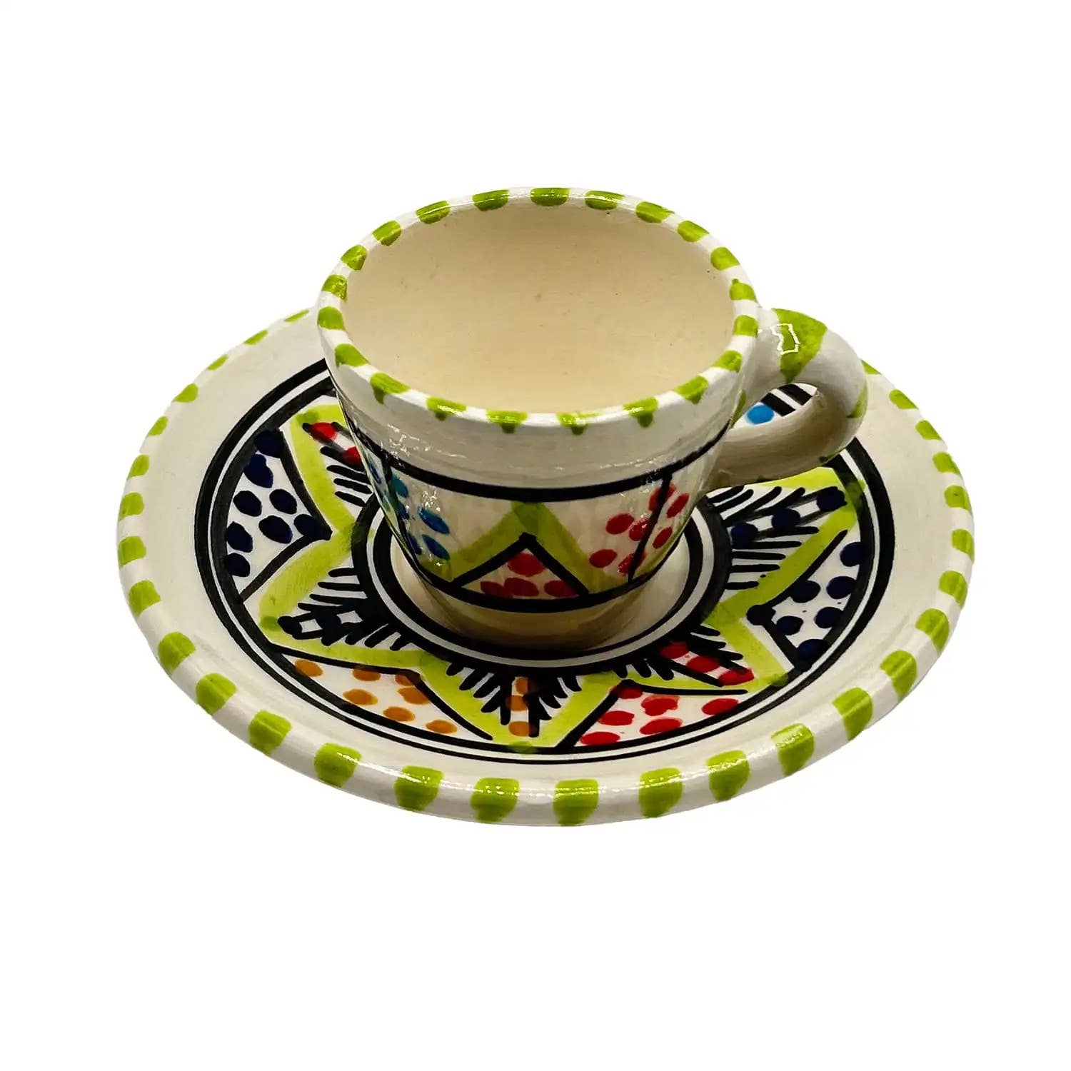 Etnico del Mondo – wholesale Coffee/tea cup – Pair of Handmade Tunisian Ceramic Coffee Cups #24
