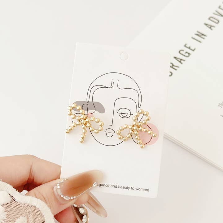 Little Trendy - Wholesale Stud/Post Earrings - 18K stainless steel tarnish free bow stud earring 1