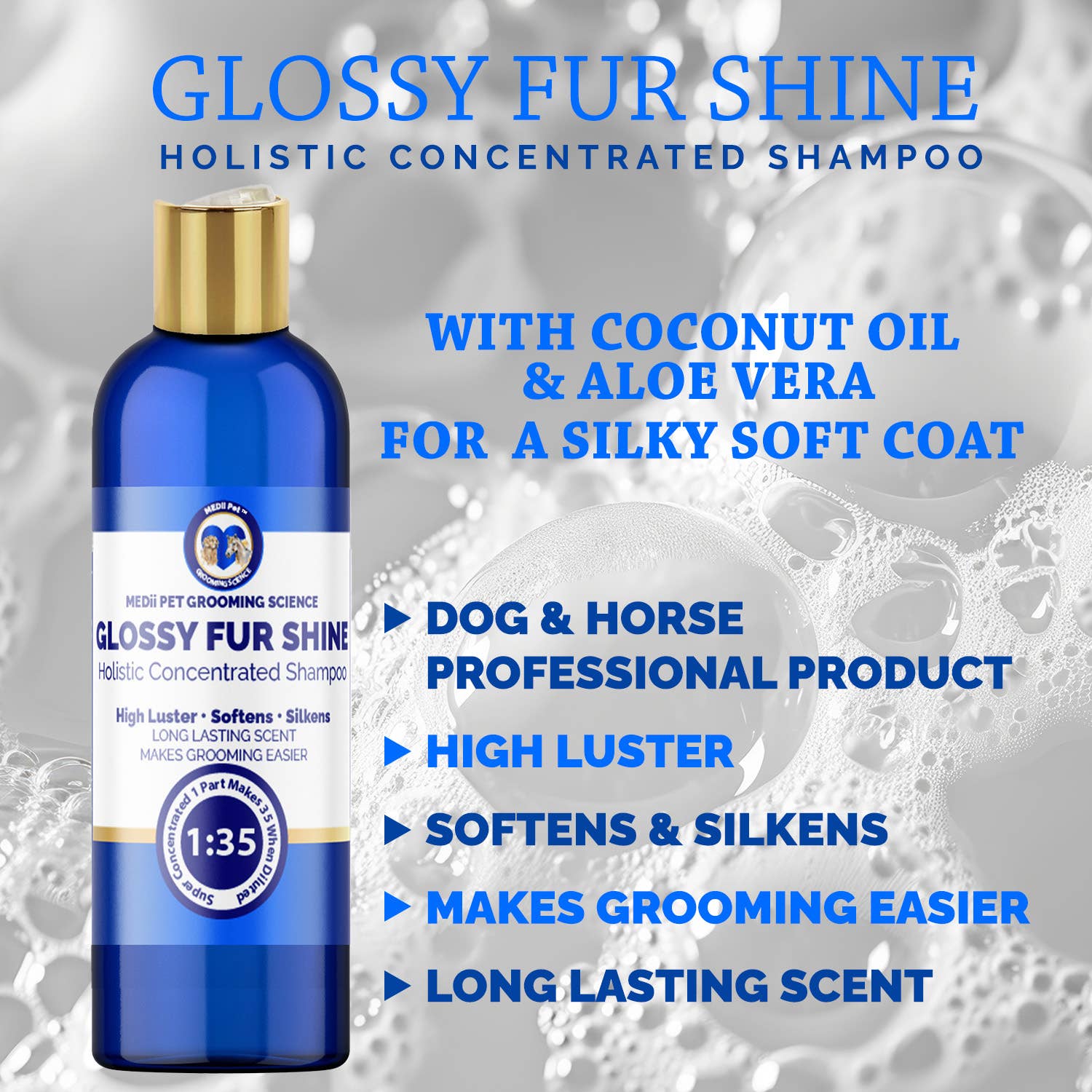 Global Private Brands - Wholesale Pet Grooming Aid - Dog - MEDii Pet 16oz Brightener Glossy Fur Shine3