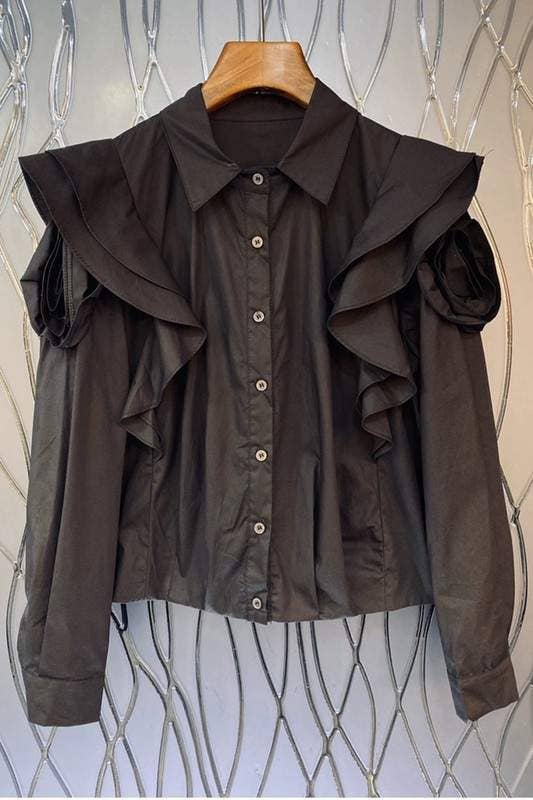 Fashion Combination - Wholesale Button Down Shirt - Women's - ruffles blouse shirt3