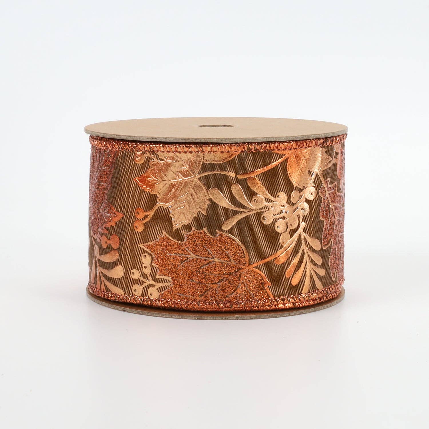 LA Ribbons Wholesale – wholesale Band – 2 1/2" Trådband | "Metalliskt Löv" Brun/Koppar | 10 Yards Rulle2