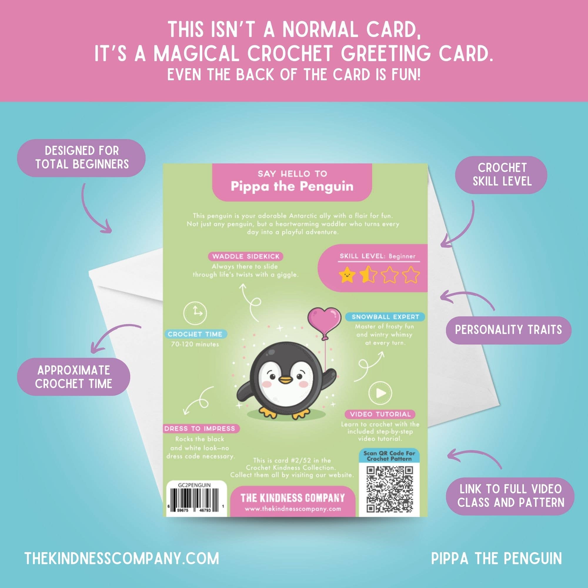 The Kindness Company - Wholesale Love Card - Love Card & Penguin Crochet Pattern6
