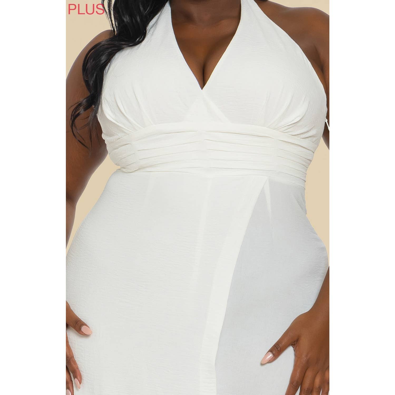 The Sang - Wholesale Jumpsuit - Women's - PLUS SOLID HALTER GATHERED JUMPSUIT5