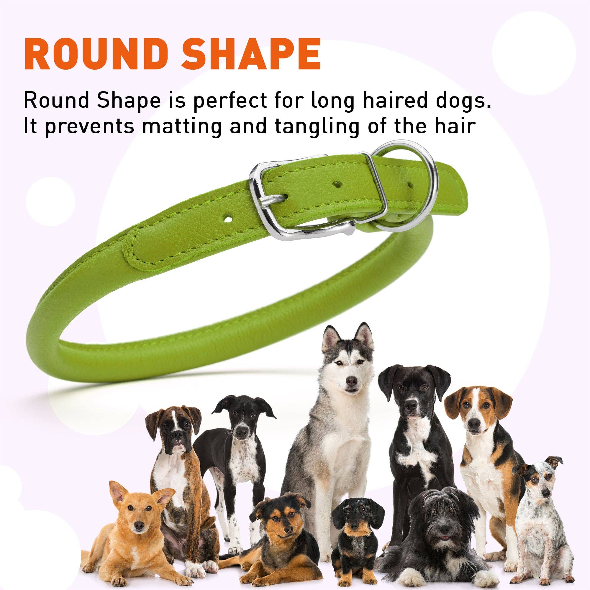 Dogline - Wholesale Halsband - Hond - Zachte Leren Halsband Rond10