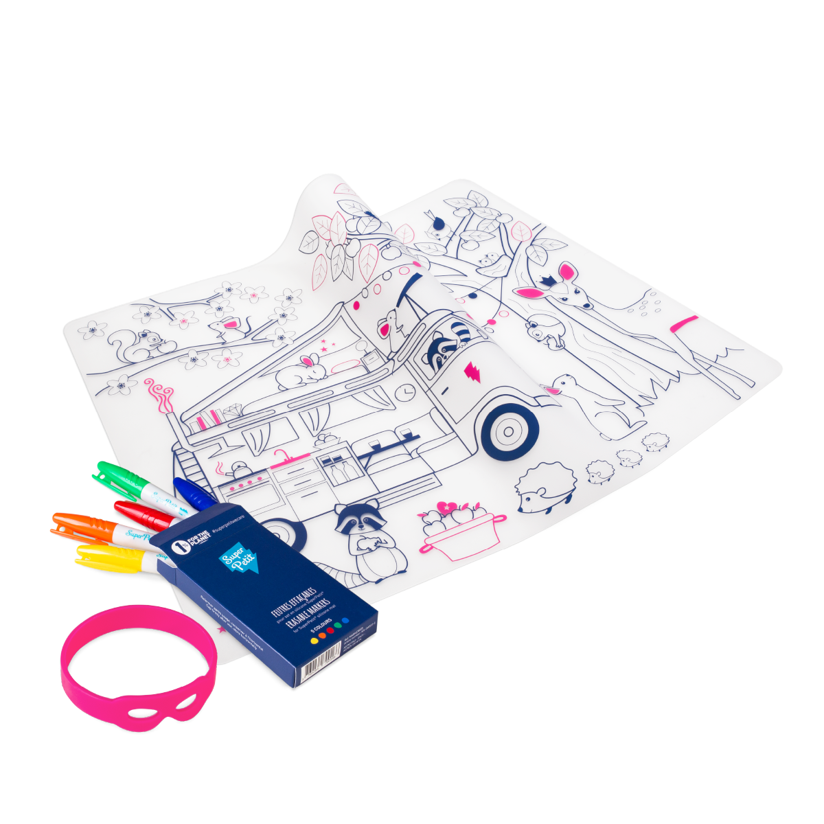 SuperPetit - Wholesale Coloring Mat - Kids & Baby - Reusable coloring - DREAM VAN silicone set - JUNE6