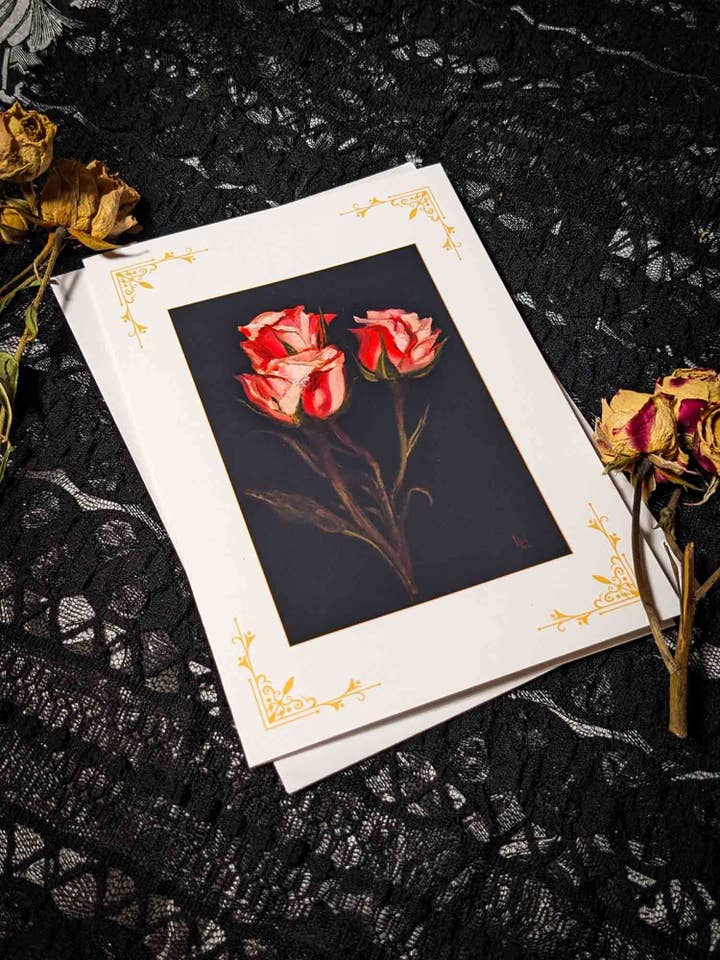 Red Rose - Art Card - Set of 3 for wholesale by Studio Umbralux