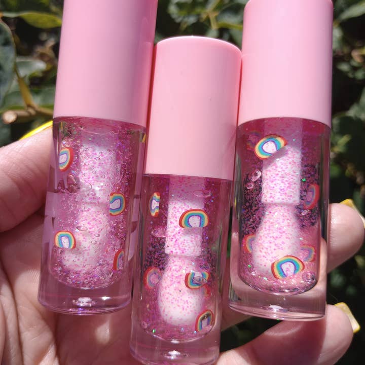 Pink Rainbow glitter lip gloss for wholesale by Zolani K