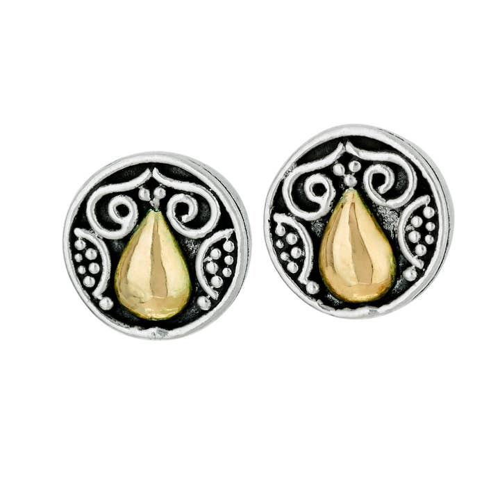 Tupelo Honey Sterling Silver & 18KT Circle Stud for wholesale by Tiger Mountain Jewelry