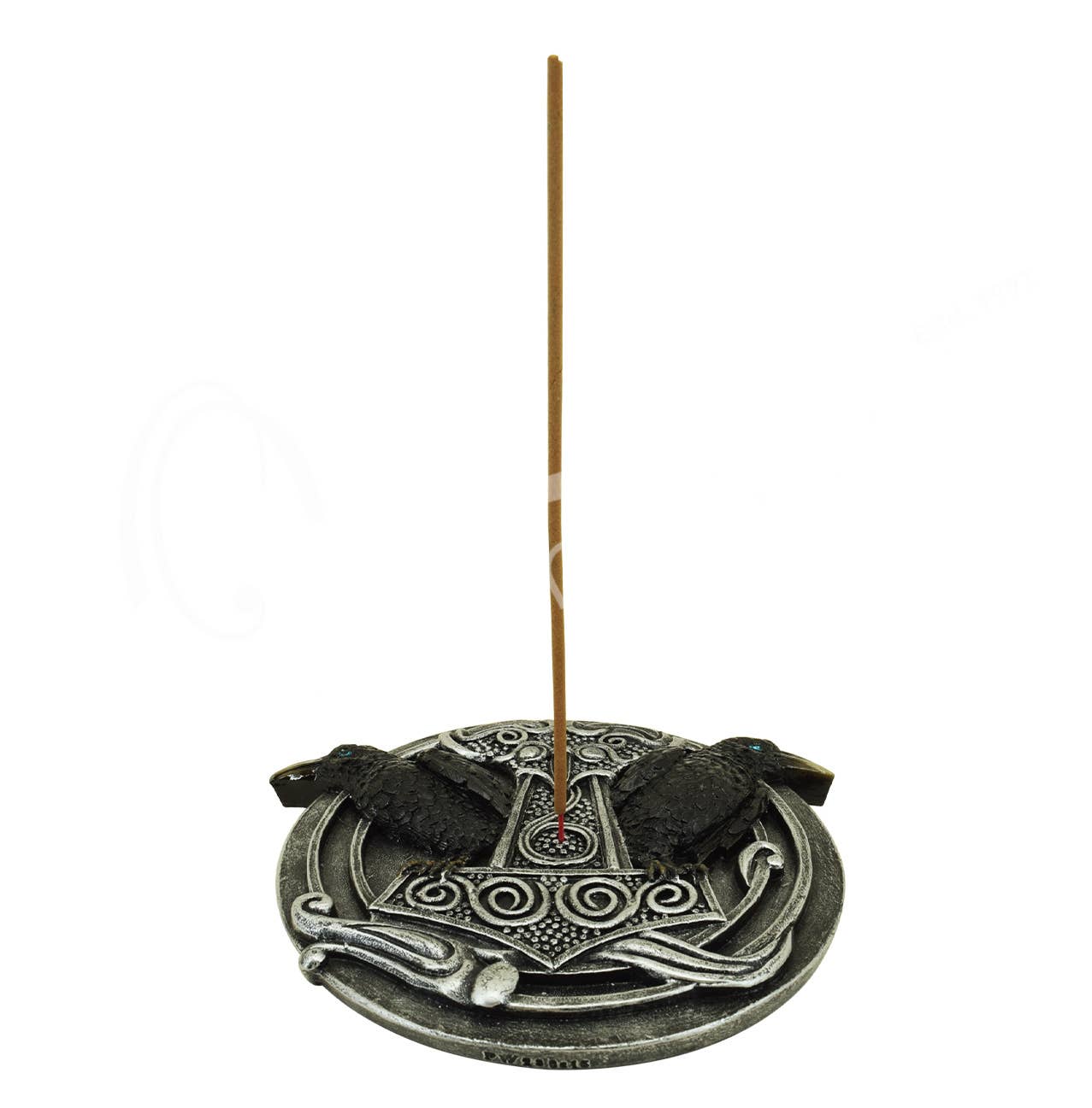 Oceanic Linkways Inc - Wholesale Incense Holder - Incense Holder - Raven With Viking Thor Hammer 5.30"L X 0.801