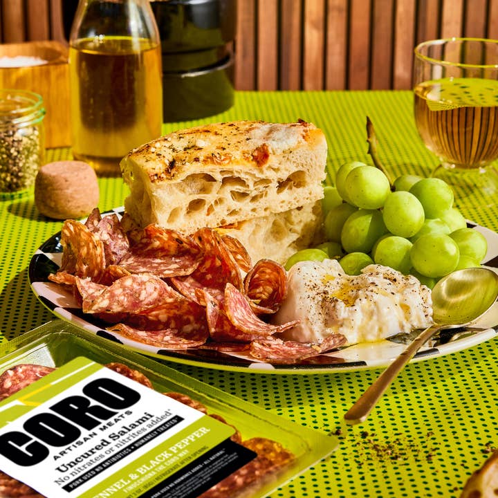 Coro Foods - Wholesale Salami - Sliced Pack Uncured Fennel & Black Pepper (Black Peppercorn)6