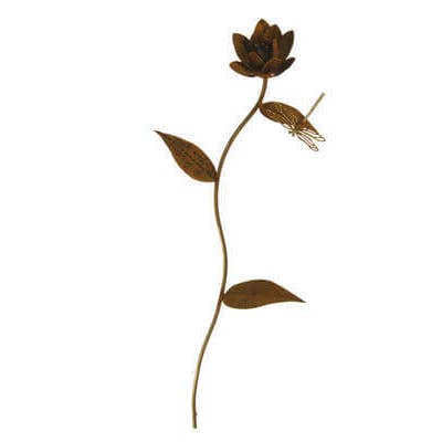 Arte de jardín con estacas de loto con libélula para venta al por mayor de Overwrought